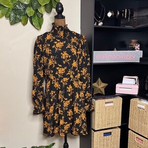 NWOT SHEIN Black and Orange Floral Mini Dress